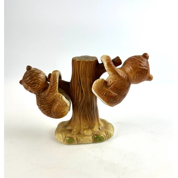Vintage Kitschy Bear Cubs Salt And Pepper Shakers Cute Hanging On A Tree Design - Picture 4 of 12